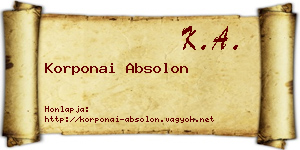 Korponai Absolon névjegykártya